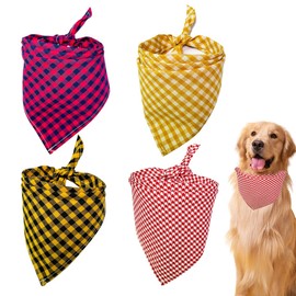 Dog Bandana, Pack of 4 Headscarves, Dog Bandana, Triangular Scarf for Small, Medium and Large Dogs, Washable Cotton Neck Triangles, Dog Bandanas for Small, Medium, Large Dogs and Cats