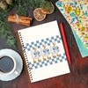 JXREQ Chinoiserie Coquette Bow Duck Notebook, Blue and White Checkered