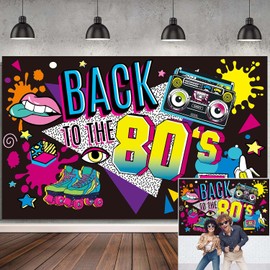 80s Theme Party Decorations Back to The 80s Background Retro Hip Hop Graffiti Photoshoot Banner 80s Themed Party Supplies Photography Props (8x6ft)