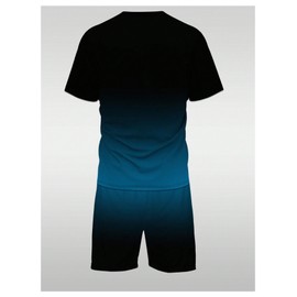 GORGLITTER Men's Summer Outfits 2 Piece Ombre Letter Graphic Short Sleeve Tee Top Drawstring Shorts Sets Tracksuit Grey Large