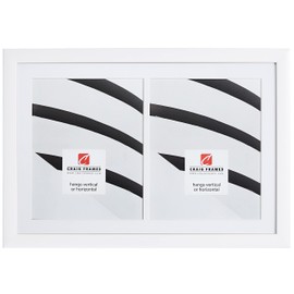 Craig Frames 12 x 18 Inch White Picture Frame, Single White Collage Mat with 2, 8 x10 Inch Openings