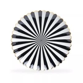 Grace's Teaware Grace Teaware 10.75" Black & White Scallop Fine Porcelain Dinner Set of 4 Plates