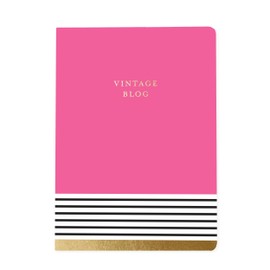 Graphique Soft Cover Notebook Vintage Blog Design, 200 Lined Pages, Decorated with Gold Foil, 6 x 8.25 x 5 inches, Durable Notebook for Notes, Lists, Recipes and More