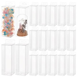 BENECREAT 20Pcs Clear Gift Boxes, Rectangle Transparent PVC Favor Boxes 2.3x2.3x7inch for Wedding Party Treat Candy Cupcakes, Festival Gift Packaging