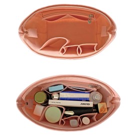 DongMaple Bag Organiser for Women Handbags, Felt Bag Organiser with Zip Pocket, Bag in Bag Organiser Insert for Carry Bag, Pink L