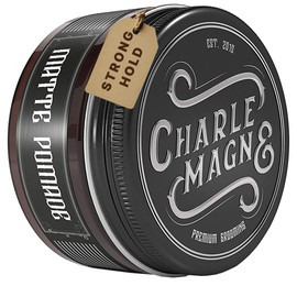 Charlemagne Matte Hair Pomade - 3.3 Fl Oz, Noble Leather Scent - Strong Hold Pomade for Men - Water-Based Hair Styling Cream