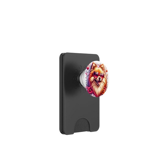 Zwergspitz-Hund St. Valentinstag Kunstwerk PopSockets PopWallet für MagSafe