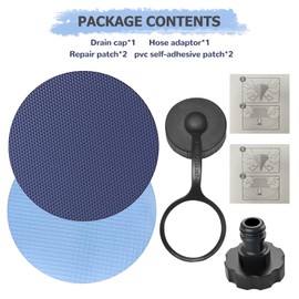 Dog Pool Drain Cap Plug Connection Hose Adapter, 3 Repair Patches Accessories Kit for Foldable Swimming Kiddle Pool