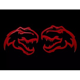 FMSgear RED T-rex Emblem for TRX Ram 1500 Fender badge Hellcat Demon Style Trex Head
