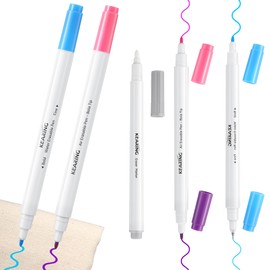 Avenuebool Fabric Markers for Sewing, 5 Count Pack, Includes 2 Water Soluble Fabric Marker 2 Air Erasable Pens 1 Eraser Marker, Disappearing Ink Pen, Sewing Quilting Embroidery Supplies