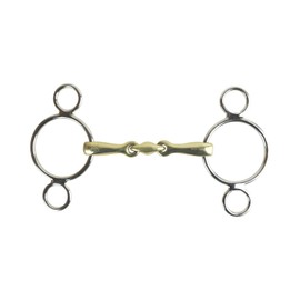 AK Toggle 3 Rings with Rider Jaws German Silver Double Fracture Horse Bits AKRS-2635 (5.00 Inches, German/Silver)