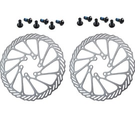 180mm Disc Brake Rotor 2 packs CYSKY Stainless Steel Bike Disc Brake Rotor 6 Bolts for Most Bicycle Road Bike Mountain Bike BMX MTB (Include 12 Screws, Black)