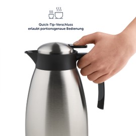 Blumtal Thermoskanne 1l - BPA-freie Teekanne mit Quick Tip Verschluss - auslaufsichere Kaffeekanne thermo für langanhaltende Isolation/Thermoskanne Weiß - Kaffekanne/Isolierkanne Edelstahl Off-White
