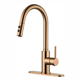 RULIA Kitchen Faucet, Kitchen Sink Faucet, Sink Faucet, Pull-Down Kitchen Faucets, Bar Kitchen Faucet, Copper Rose Gold, Metal Spray Head, RB1025