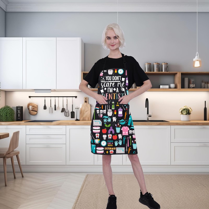 FUSTMW Dentist Apron Dental Gifts You Don't Scare Me I'm