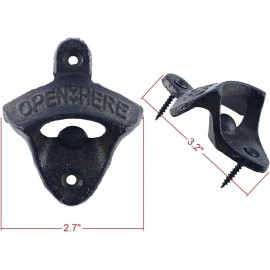 Homend 4 Pcs Bottle Opener Wall Mounted Stainless Vintage Screw in Table Beer Cola Cap