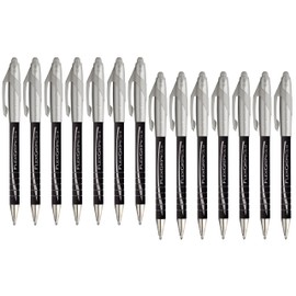 Paper Mate FlexGrip Elite Retractable Ballpoint Pens | Black Ink | Pack of 14 | Large Broad 1.4mm Wide Tip Writes 0.8mm Medium Line
