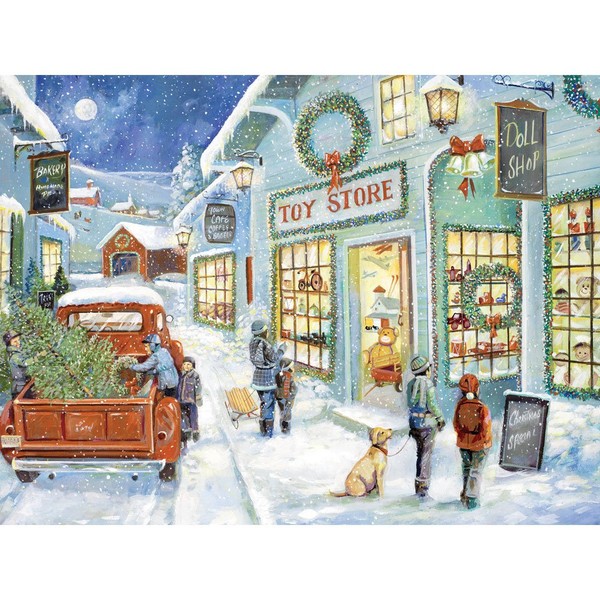 Bits and Pieces - 300 Piece Jigsaw Puzzle for Adults - The Town Toy Store - 300 pc Christmas Tree Holiday Winter Jigsaw by Artist Ruane Manning