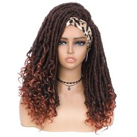 WIGER Headband Dreadlock Wigs Goddes Locs Crochet Hair Ombre Ginger Synthetic Twisted Wigs for Black Women Hand-Braided Crochet Locs Wigs (1B/350)