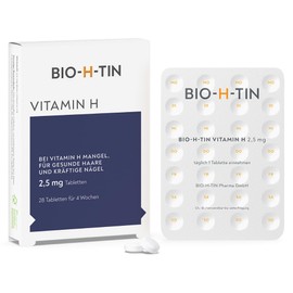 BIO-H-TIN Vitamin H 2,5 mg (Biotin) für gesunde Haare & Nägel, 28 Tabletten für 4 Wochen