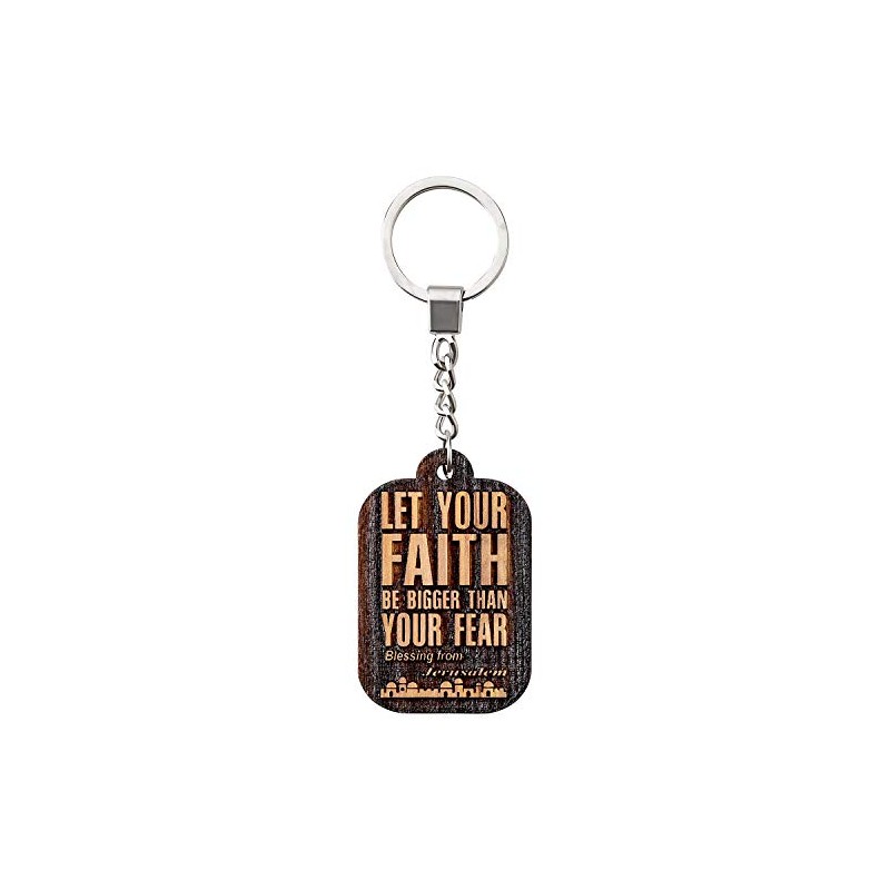 MaMeMi Masterartikel Olive Wood Keyring Laser Engraving, Faith Dark
