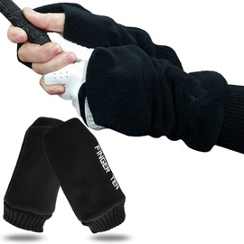 Golf Gloves, Both Hands, Men's, Women's, Cold Protection, Finger Opening Type, Cycling Gloves, Fleece Lined, Open Palm Type, Smartphone Compatible, Unisex, Winter Black, XL (Black, XL = 26)