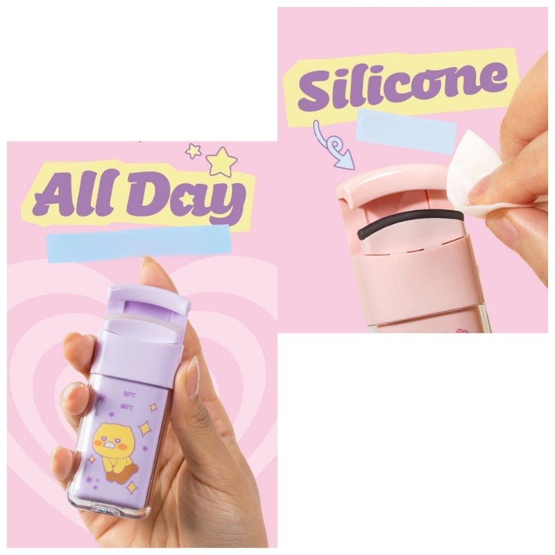 KAKAO FRIENDS Winkle Mini Heating Eyelash Curler 1ea(+Pouch), Option:Apeach