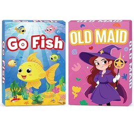 Kids Card Games, Go Fish Card Game, Old Maid Card Game, Card Games For Kids 4-8, Fun Educational Cards for Toddler 2-4 Years, Great for Family Table Travel Camping Party Classroom Games (2 Pack)