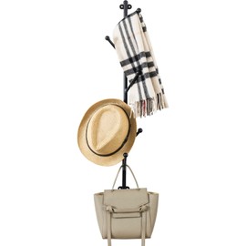 MyGift Modern Copper-Tone Metal Entryway Wall Coat Tree, Wall Mounted Hanger Hat and Coat Hooks