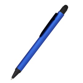 Online ballpoint pen, retractable ball pen made out of aluminum, stylus-tip, replaceable refill, premium writing experience with blue writing colour, durable design, colour blue