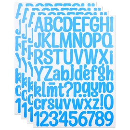 1.5 Inch Small Vinyl Letter Number Stickers, 4 Sheets Mini Waterproof Alphabet Number Stickers for Sign, Decor, Scrap Booking, Crafts and Gift Decoration - Light Blue