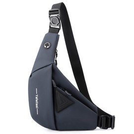 VARLIVOO Fashion Men's Sling Bag Men Chest Bag Backpack Shoulder Bags Crossbody Bag School Travel Hiking Camping Cycling Outdoor Sports Gym Waterproof Polyester Daypack Sling Backpack Blue B