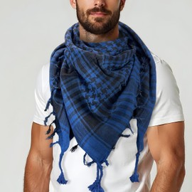Toutacoo, Palestinian Keffiyeh 100% Cotton, Shemagh Scarf Black / Blue