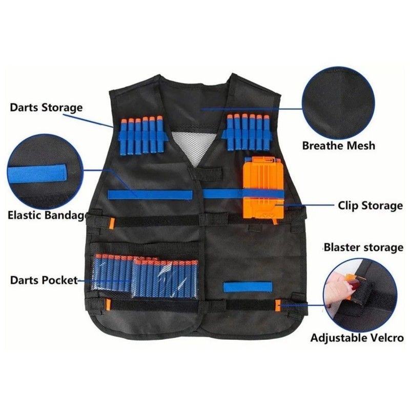 Kids Military Vest Kit Shooting Refill Darts and 6 Dart