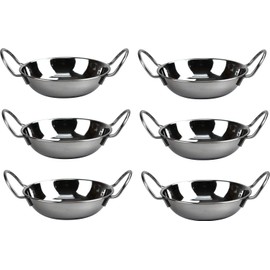 Set of 6 Stainless Steel 17CM BALTI Dishes - Indian Serving Dishes - Curry Night - Fast Dispatch by Prima