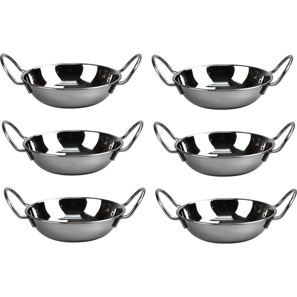 Set of 6 Stainless Steel 17CM BALTI Dishes - Indian Serving Dishes - Curry Night - Fast Dispatch by Prima