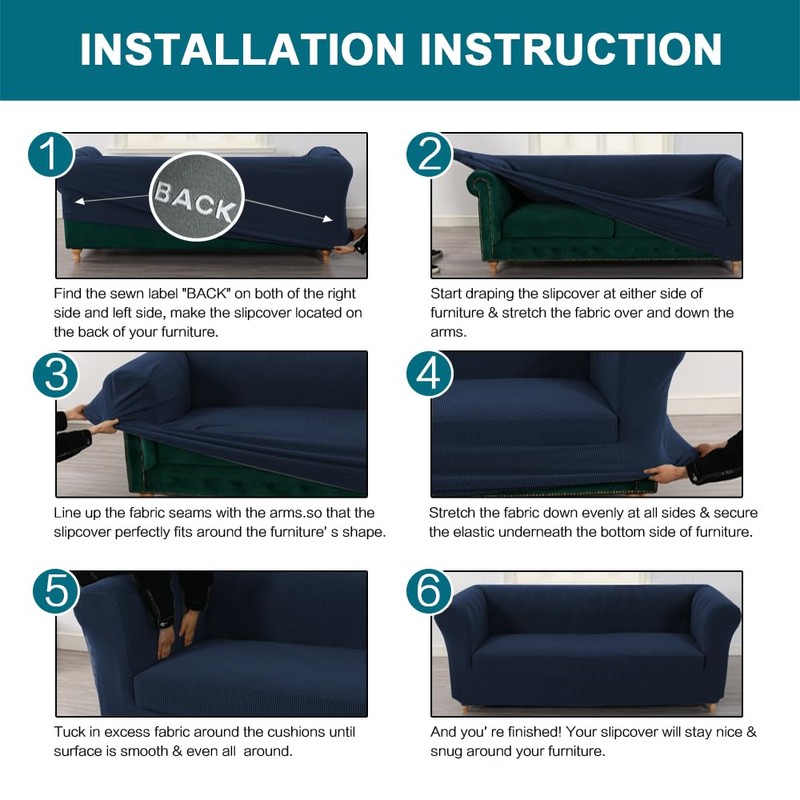 Turquoize Stretch Chesterfield Sofa Covers for Living Room Soft Sofa