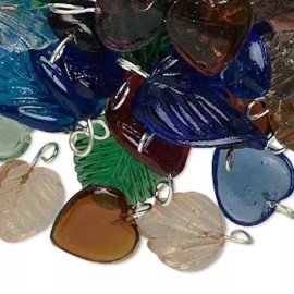 Beadsmith Charm Drop Mix, Heart & Leaf, Multi Glass Charm Pendant Leave 50 Grams(65)