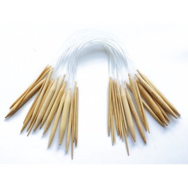YEJI Set of 18 PCS Circular Knitting Needles Circular Bamboo Knitting Needles Set with Clear Plastic Tube for Larger Knitted Items Such as Sweaters.