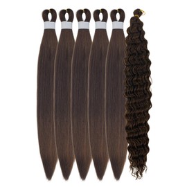 Dark Honey Brown Boho Braiding Hair Mixed Synthetic Deep Wave Boho Braids Hair for Braiding