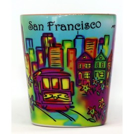 San Francisco California Neon Rainbow Shot Glass