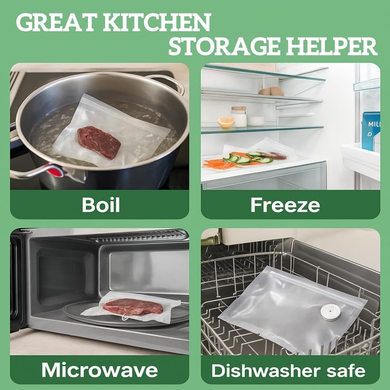 Vacuum sealer bags for food,reusable double zipper vacuum bag with
