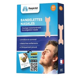 RespirAid Nasenband, 60 Stück, Größe L, bessere Atmung und Reduzierung von Schnarchen, lindert verstopfte Nase, verbessert den Schlaf und reduziert Schnarchen, hautfarben