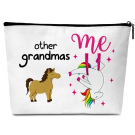 Buildinest Other Grandmas Me makeup Bag, Funny Horse Birthday Gifts for Grandma, Unicorn Makeup Bag, Birthday Cosmetic Bags for Woman Grandma-A19