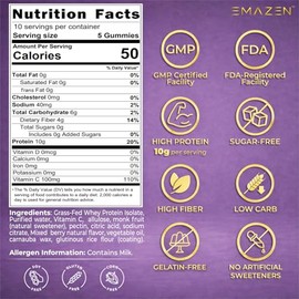 EMAZEN Whey Protein Gummies, Sugar Free, Low Carb Keto Snacks | High Protein Bars Alternative & Healthy Snacks | Low Calorie Gummy Candy, Mixed Berries Flavor | 10g per Serving