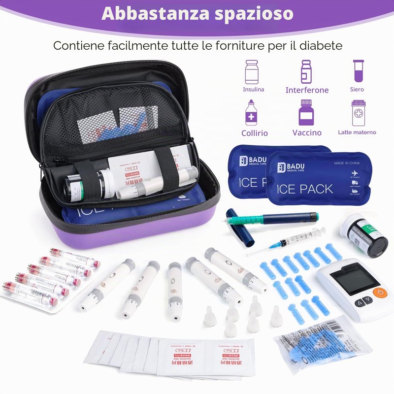 HIMDUZE Custodia da viaggio per insulina, approvata TSA, refrigeratore refrigerato