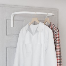 Sofia Clothes Rack, Hanging Closet Organizer Adjustable & Wall Mount Clothes Rail Laundry Organizer Steel, White