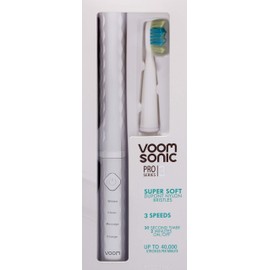 Voom Sonic Pro 3 Rechargeable Electric Toothbrush With Soft Dupont Nylon Bristles Dentist Recommended Portable Oral Care 2-Minute Timer 3 Adjustable Speeds Light Weight Design - Silver