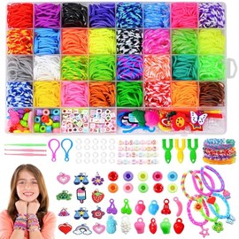 Bandas de Goma Elástica DIY,2500+Juego de Bandas de Goma para Hacer Pulseras,Kit de Pulsera,Rubber Bands Bracelet,Kit de Fabricación para Niñas,Regalo para Niñas
