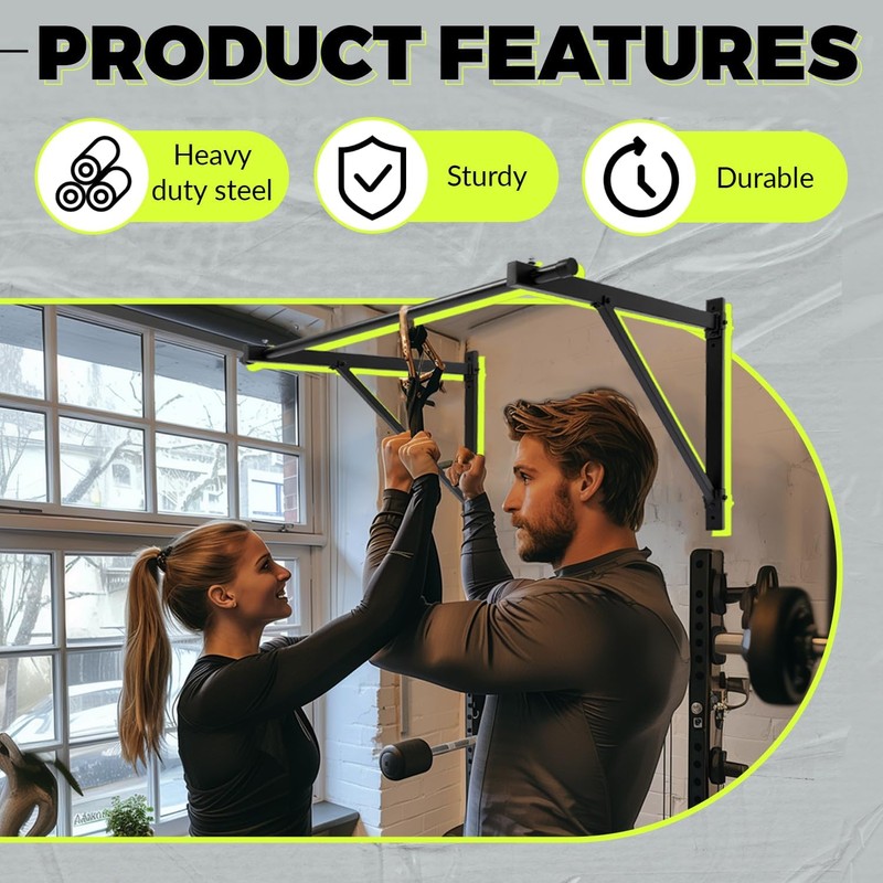 ECOTRIC 46'' Wall Mounted Pull Up Bar Chin up Bar